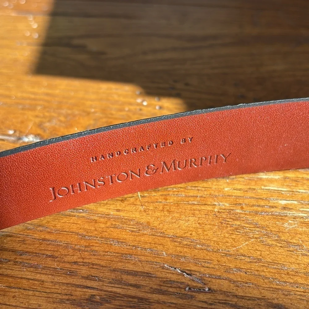 Johnston & Murphy Brown Italian Calfskin Belt Men’s Two Tone Metal 7302 Size 38